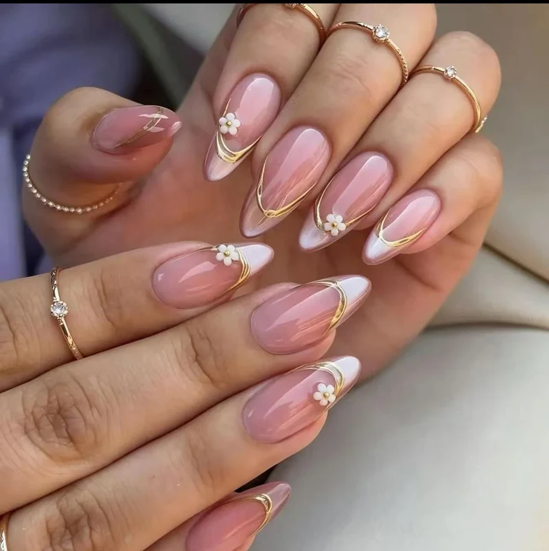 Elegant Floral Design Acrylic Nail Extensions Stornfield 1789915589