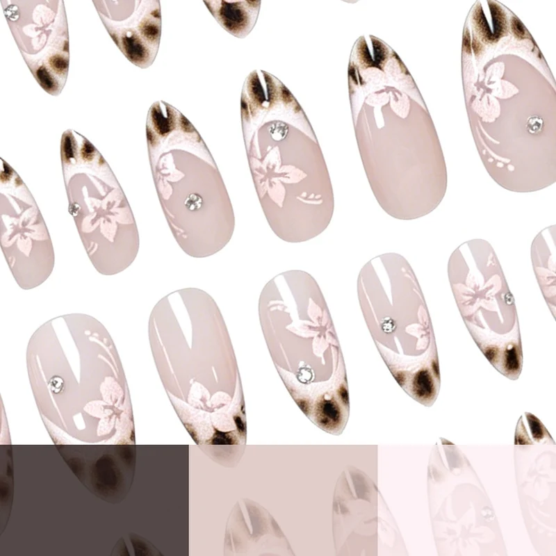 Elegant Floral-Design Acrylic Nail Enhancements Stornfield