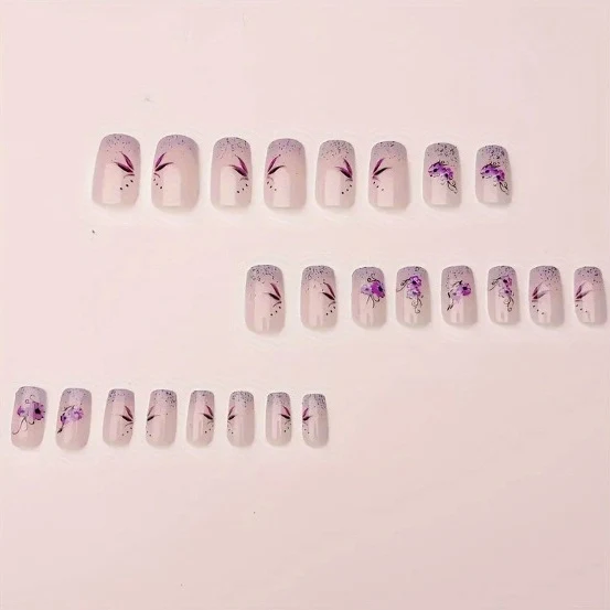 Elegant Floral Design Acrylic Nail Art Enhancements Stornfield
