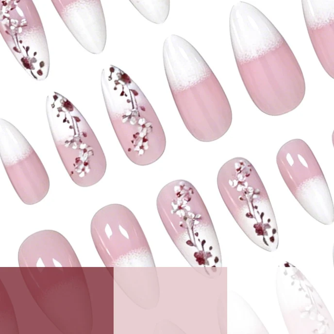 Elegant Floral Acrylic Nail Enhancements Stornfield 1789916018