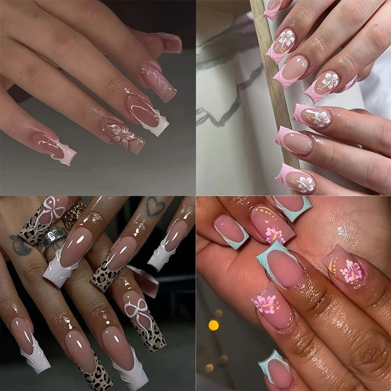 Elegant Floral Acrylic Nail Design Enhancements Stornfield