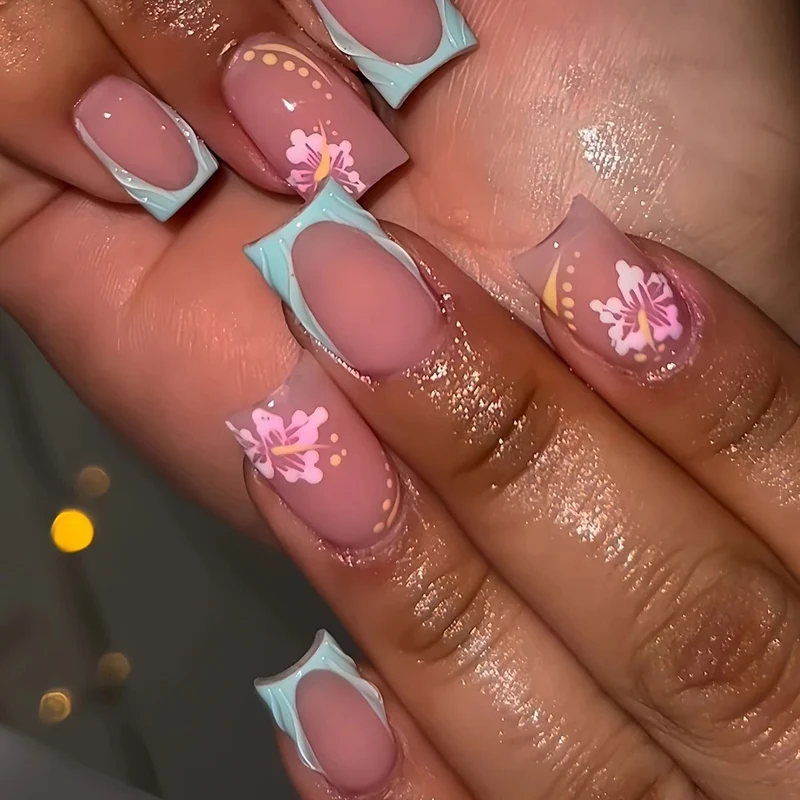 Elegant Floral Acrylic Nail Design Enhancements Stornfield