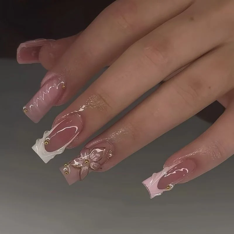 Elegant Floral Acrylic Nail Design Enhancements Stornfield