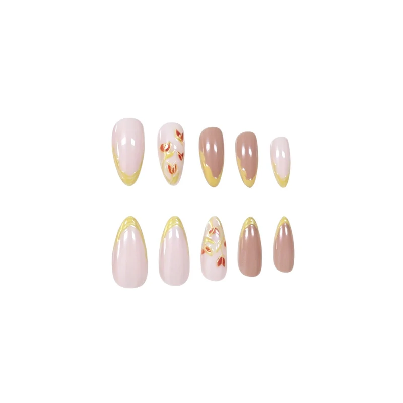 Elegant Floral Acrylic Nail Art Extensions Stornfield