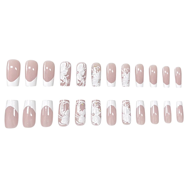Elegant Floral Acrylic Nail Art Stornfield
