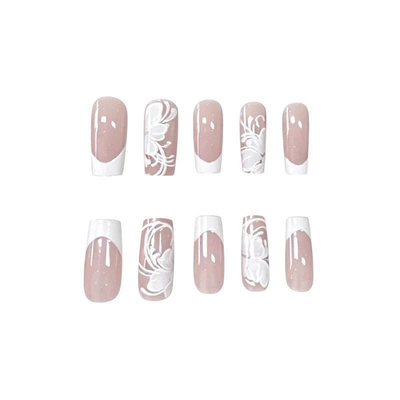 Elegant Floral Acrylic Nail Art Stornfield