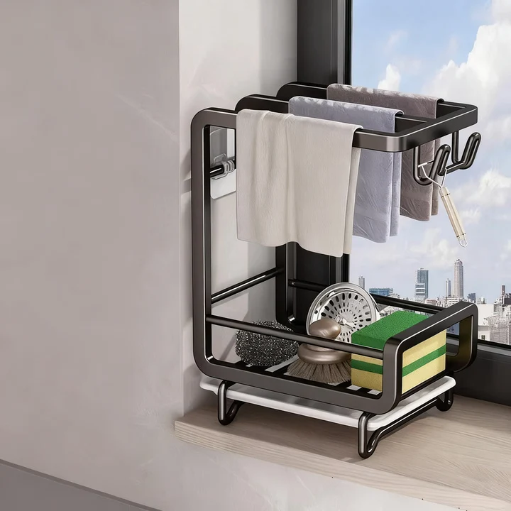 Spültuchregal aus Aluminium, wandhängend oder stehend