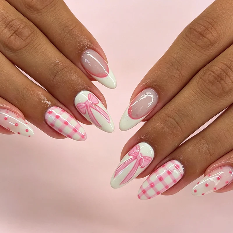 Decorative Pink Bow Nail Art Enhancements Stornfield