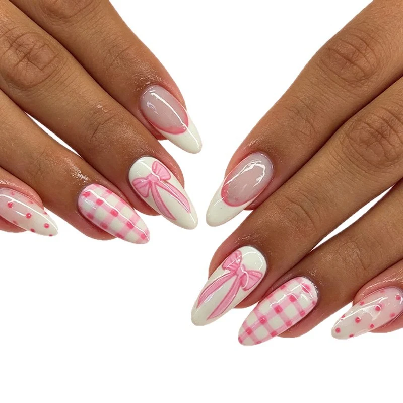 Decorative Pink Bow Nail Art Enhancements Stornfield