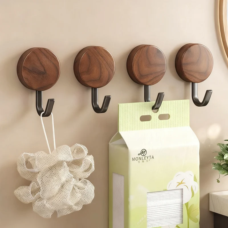 Holzgarderobe mit Klebefläche, Nussbaum-Optik