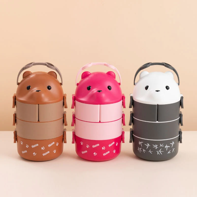 Cute Bear-Themed Stackable Lunch Box
