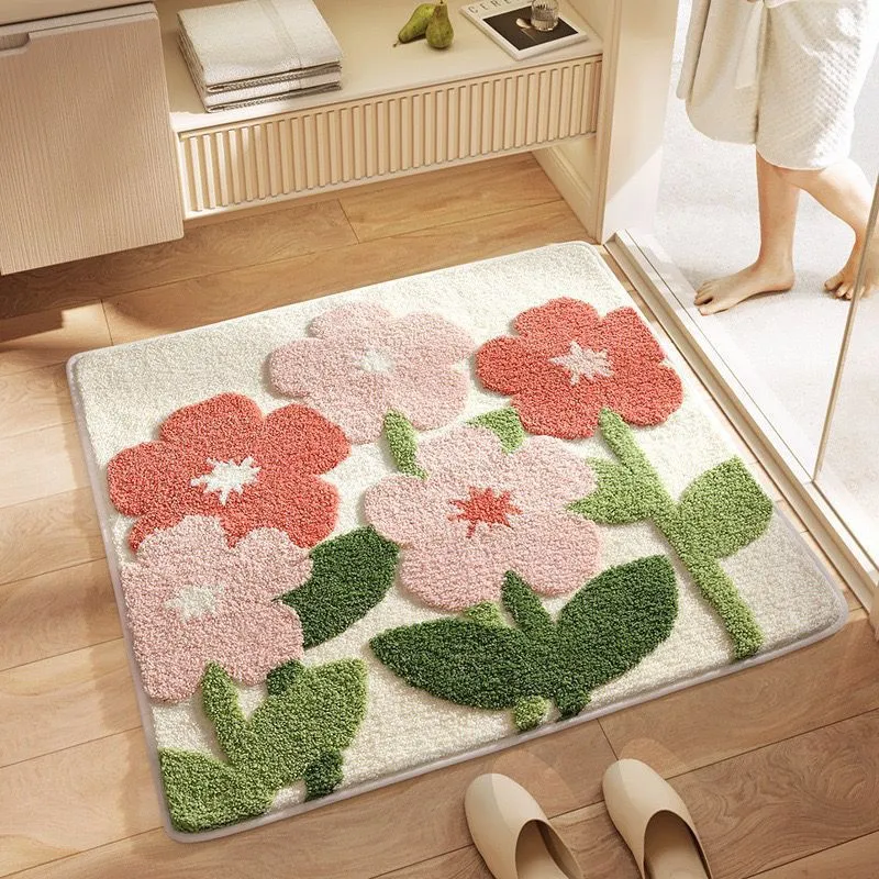Decorative Floral Pattern Bath Rug