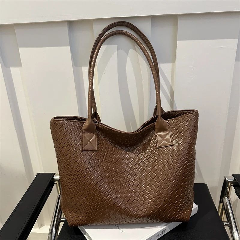 Woven Textured Tote Handbag