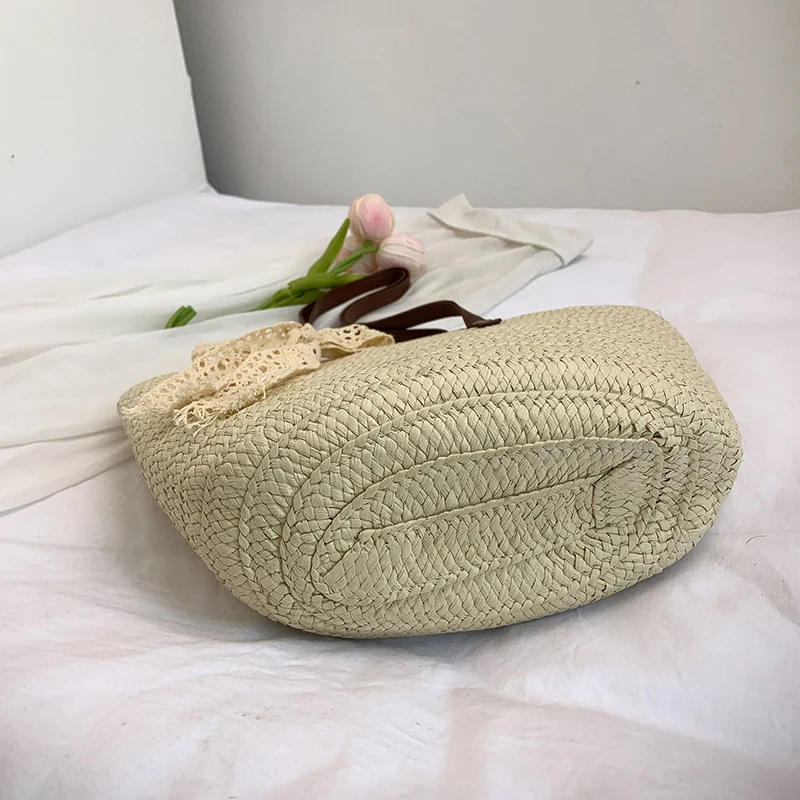 Woven Straw Beach Tote Bag