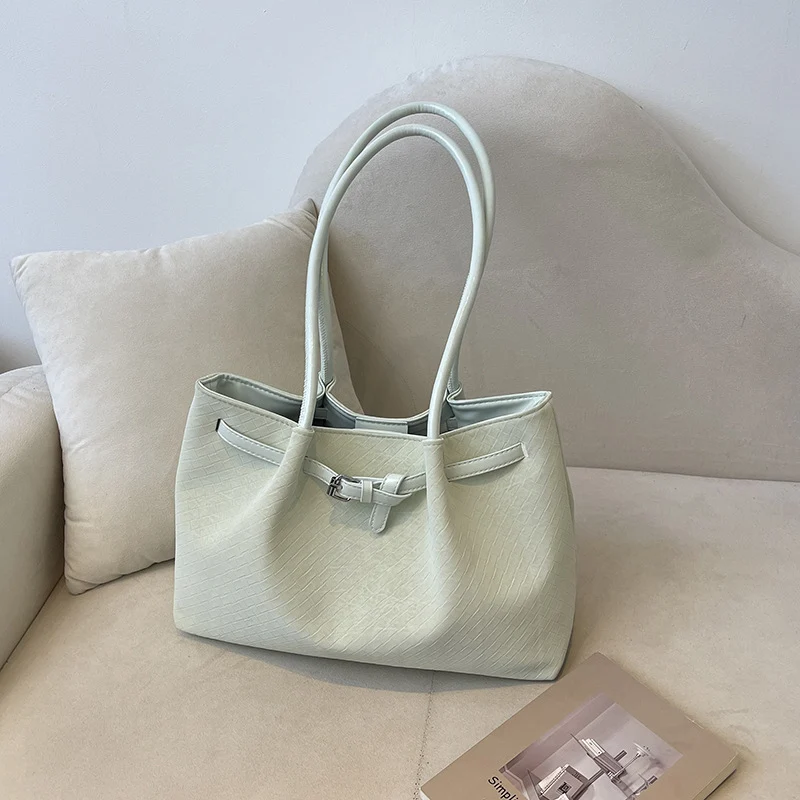 Textured Woven Tote Handbag