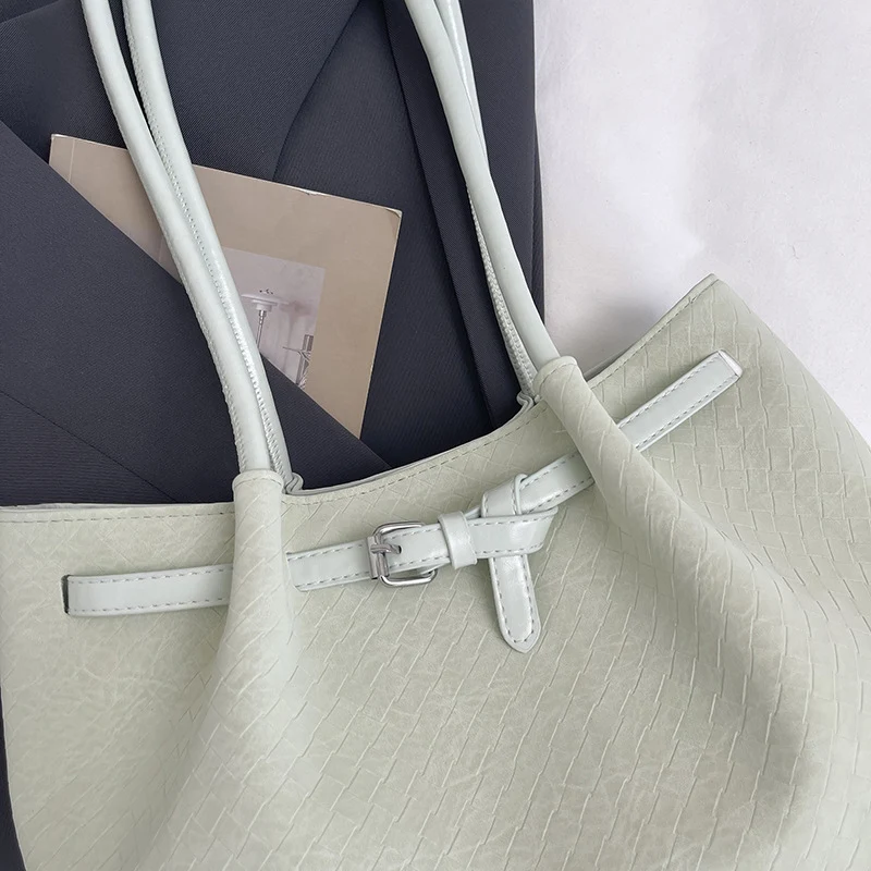 Textured Woven Tote Handbag