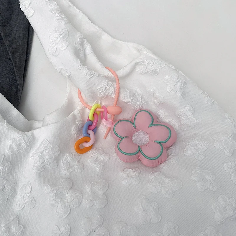 Textured Floral Embroidered Tote Bag