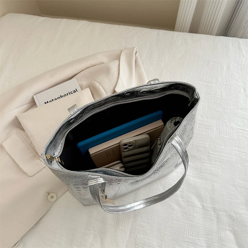Textured Faux Leather Tote