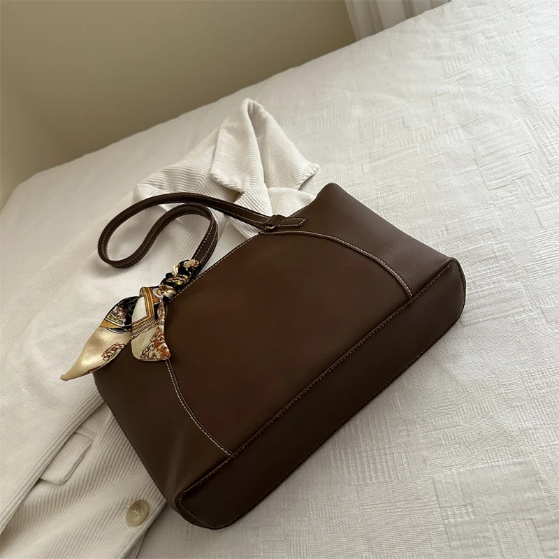 Stylish Tote Handbag with Decorative Scarf