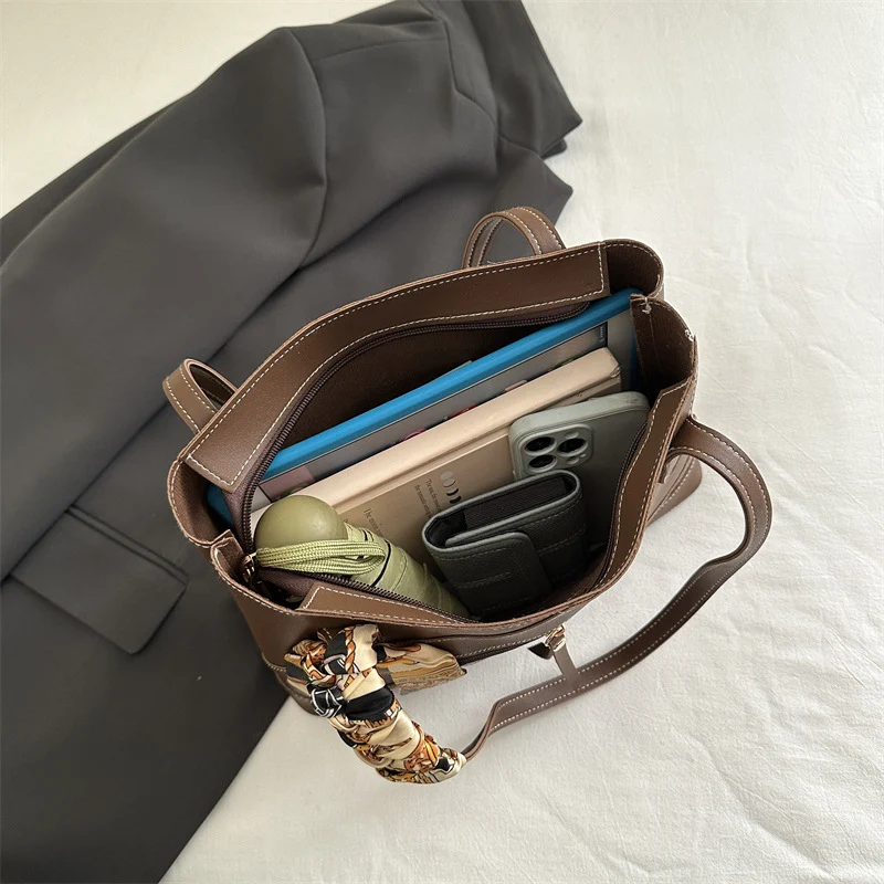 Stylish Tote Bag with Decorative Scarf