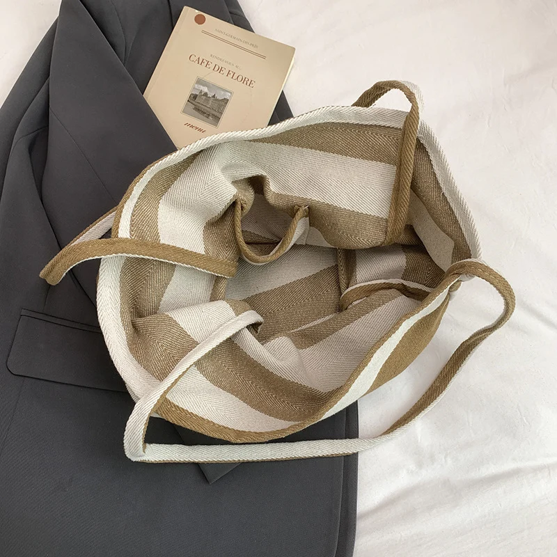 Stylish Striped Shoulder Tote Bag