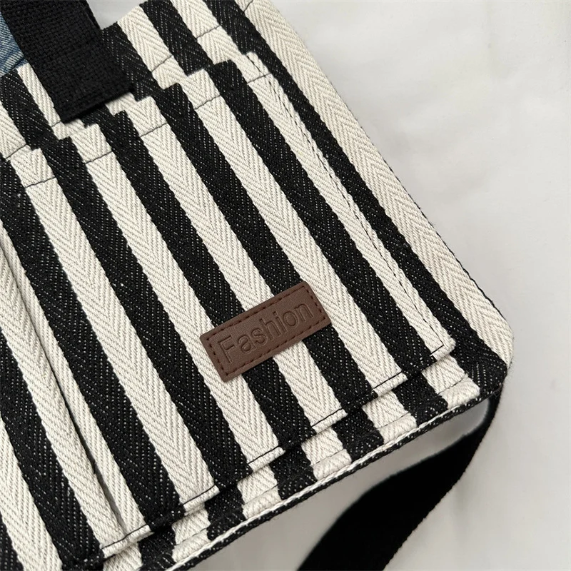 Stylish Striped Canvas Tote Bag