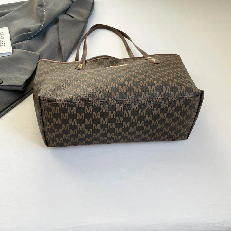 Stylish Flocked Pattern Tote Bag with Decorative Bow