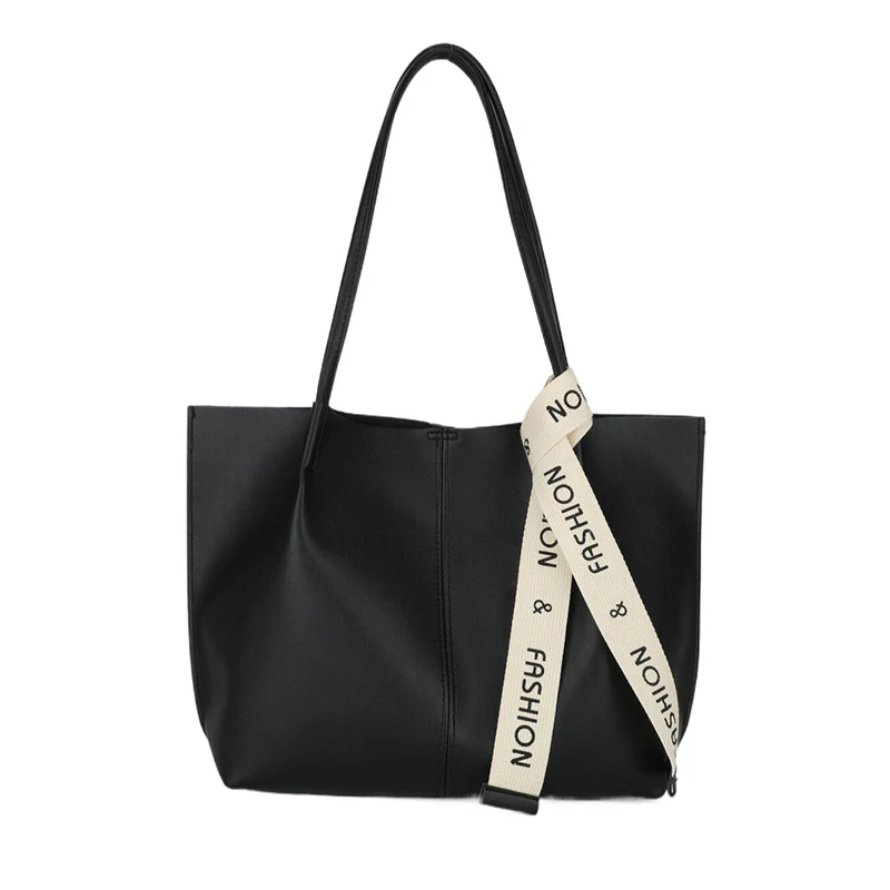 Stylish Faux Leather Tote Bag with Textured Strap
