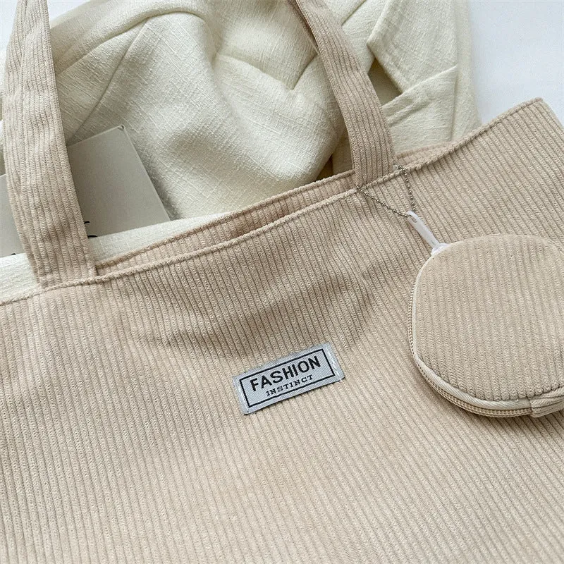 Stylish Corduroy Tote Bag