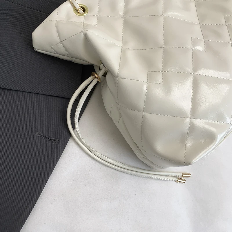 Quilted Patent Leather Slouchy Tote Bag