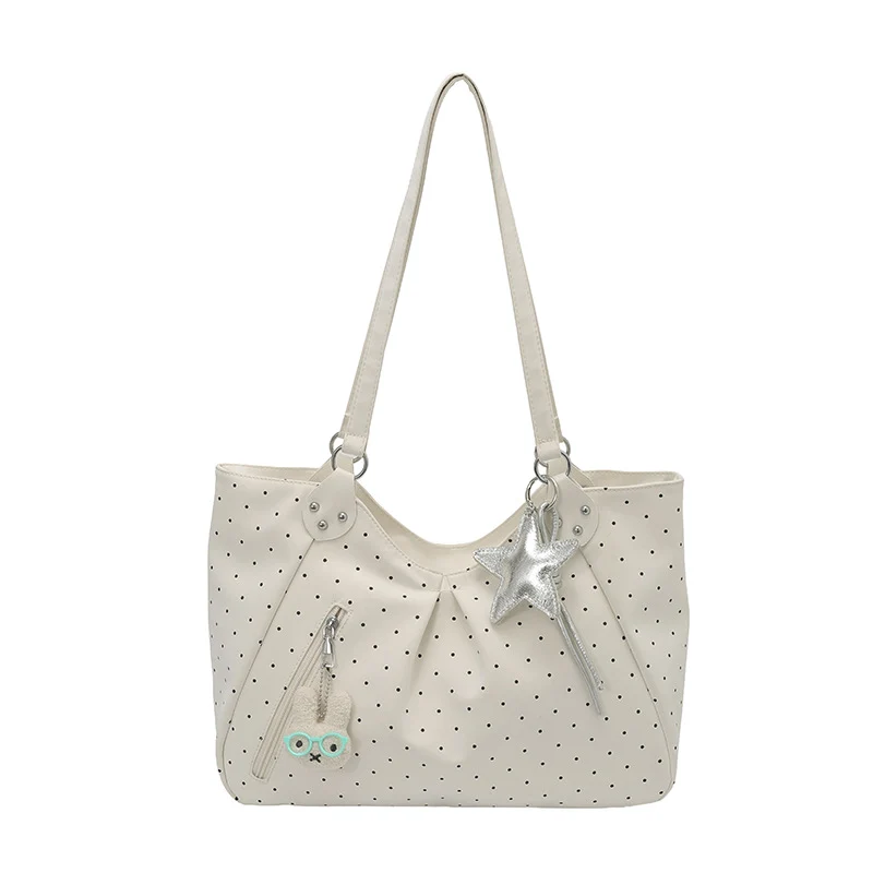 Polka Dot Pattern Shoulder Tote Bag