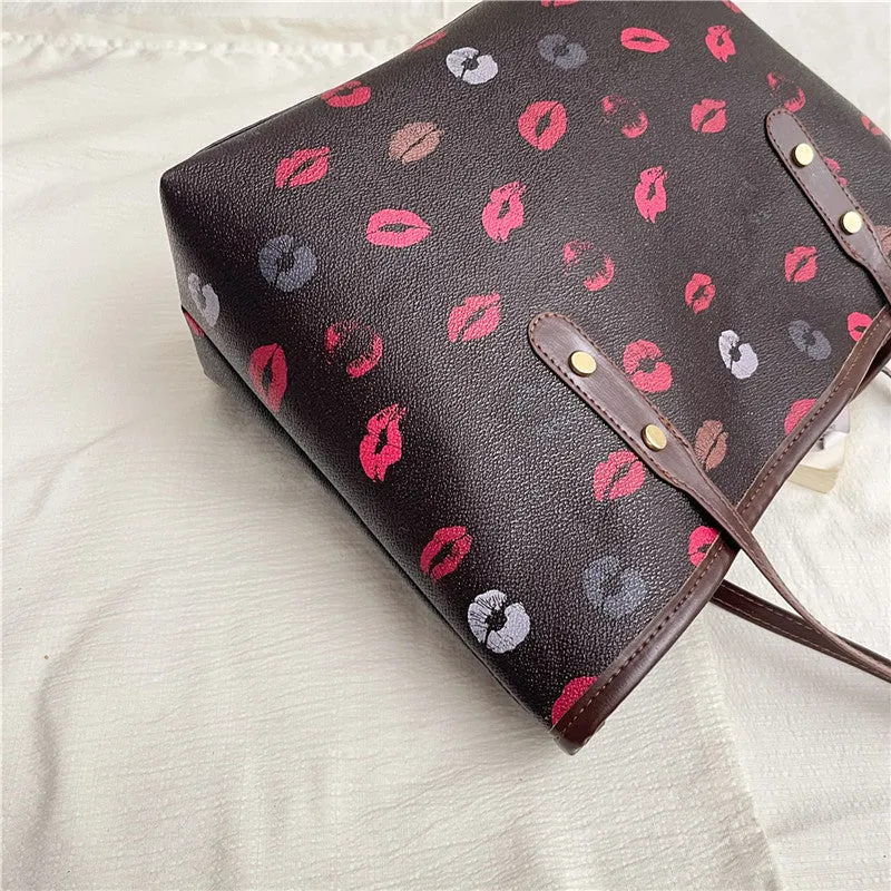 Lip Print Fashion Tote Bag