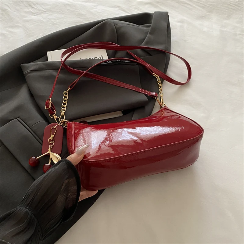 Glossy Patent Leather Crossbody Handbag
