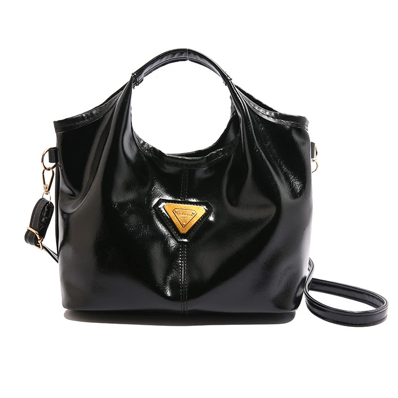 Glossy Faux Leather Handbag