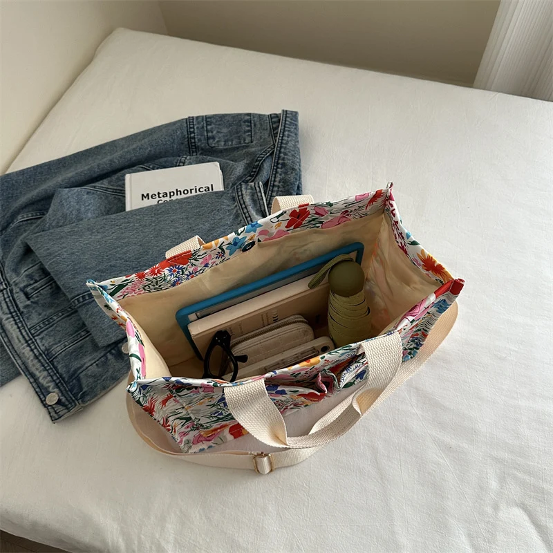 Floral Printed Canvas Tote