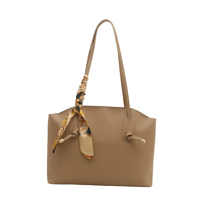 Elegant Scarf-Accent Tote Bag