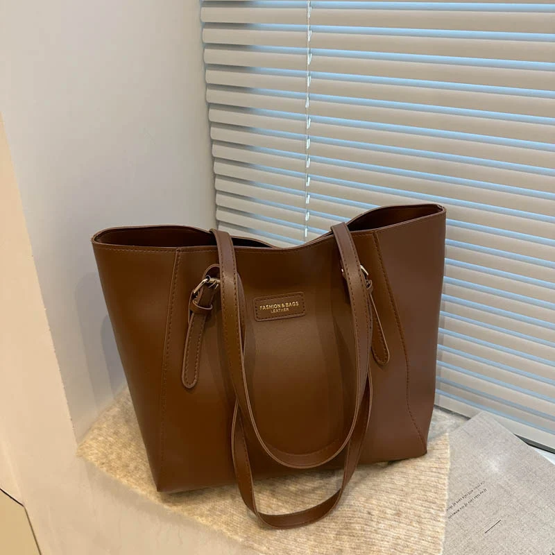Elegant Faux Leather Tote Bag with Scarf Detail