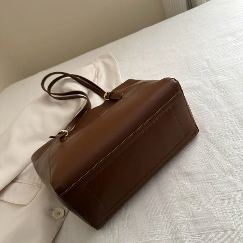 Elegant Faux Leather Tote Bag with Scarf Detail