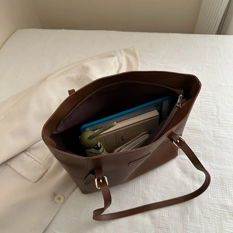 Elegant Faux Leather Tote Bag with Scarf Detail