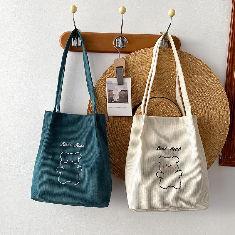 Cute Cartoon Bear Canvas Tote