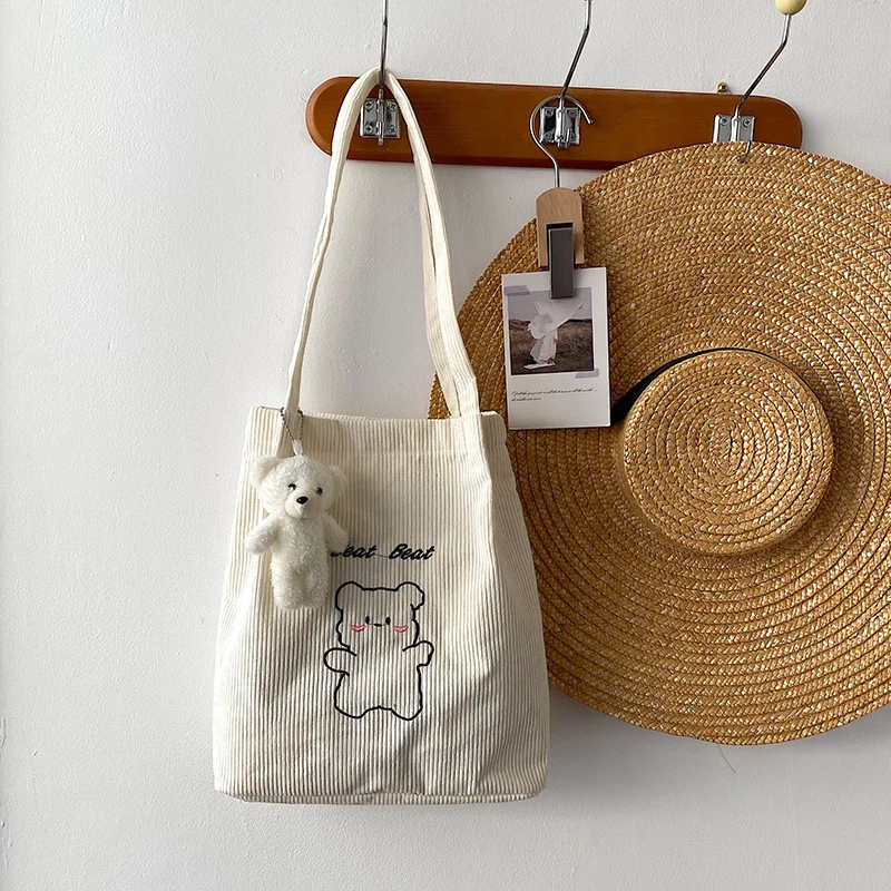 Cute Cartoon Bear Canvas Tote