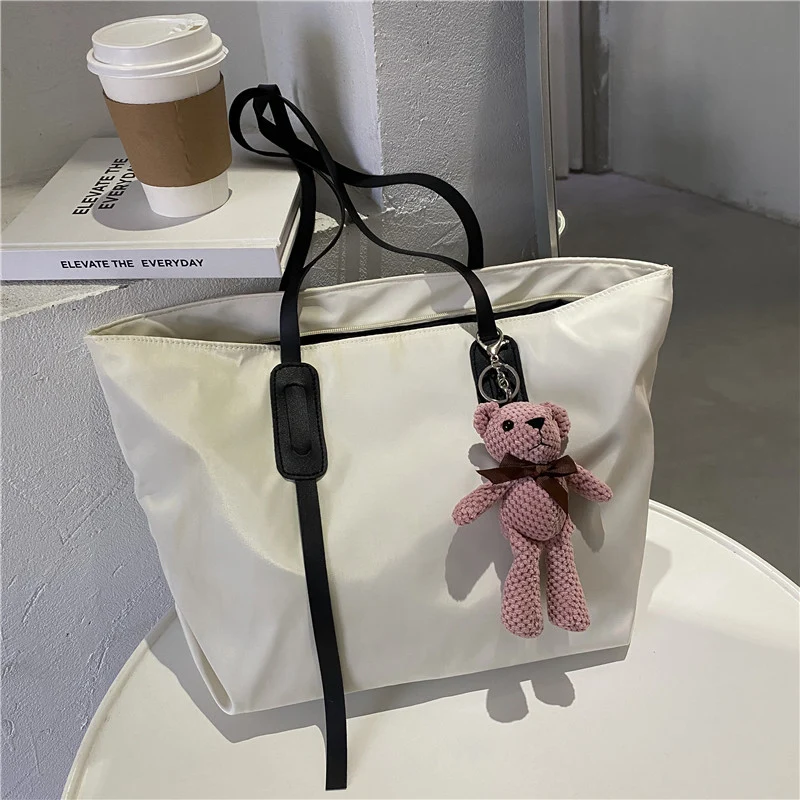 Charming Plush Bear Keychain Tote Bag
