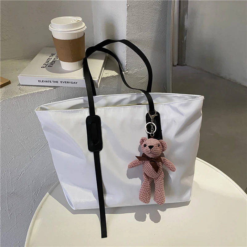 Charming Plush Bear Keychain Tote Bag
