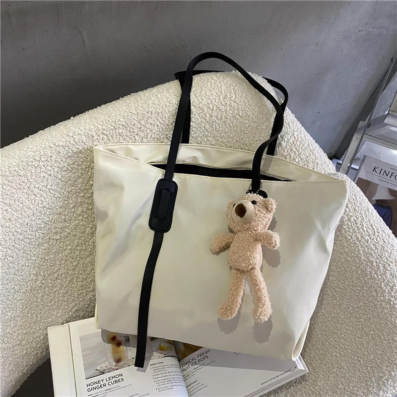 Charming Plush Bear Keychain Tote Bag