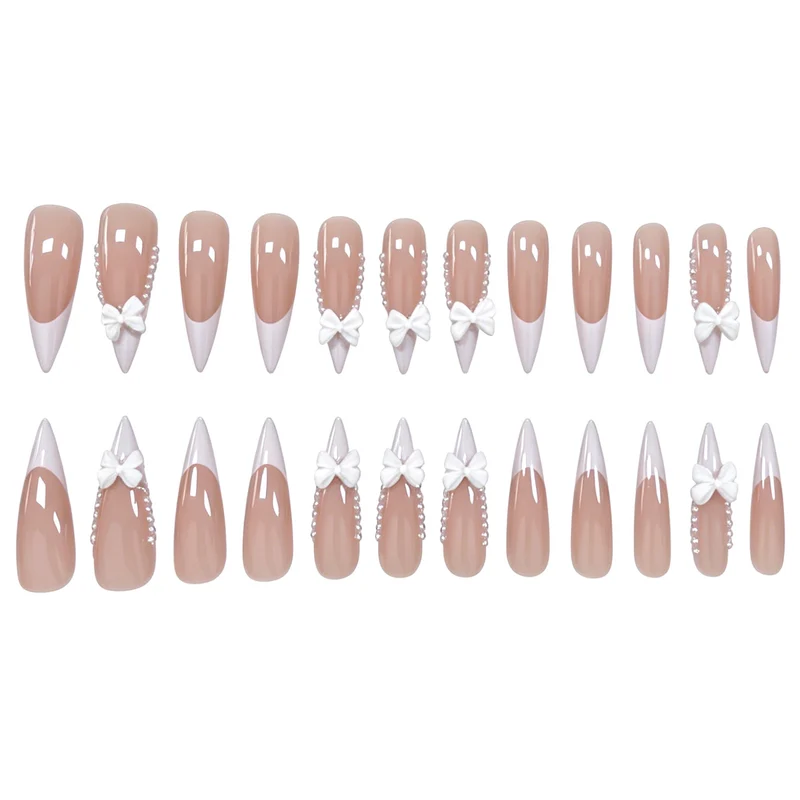 Elegant Bow-Embellished Nail Art Stornfield