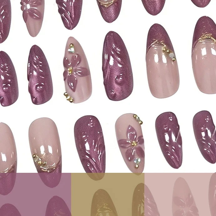 Decorative Floral Acrylic Nail Art Enhancements Stornfield