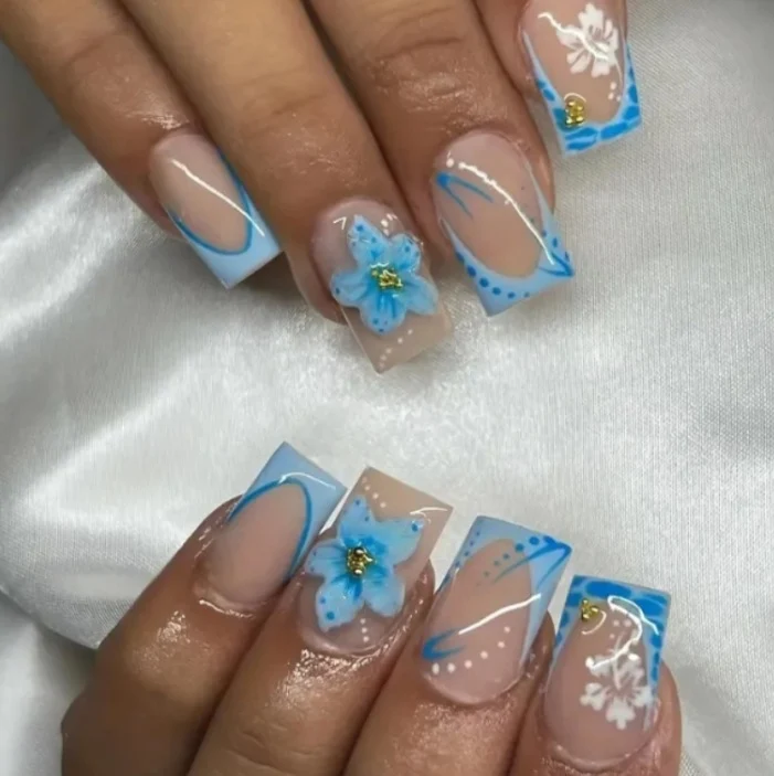Decorative Floral Acrylic Nail Art Stornfield