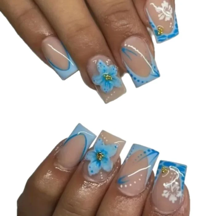 Decorative Floral Acrylic Nail Art Stornfield