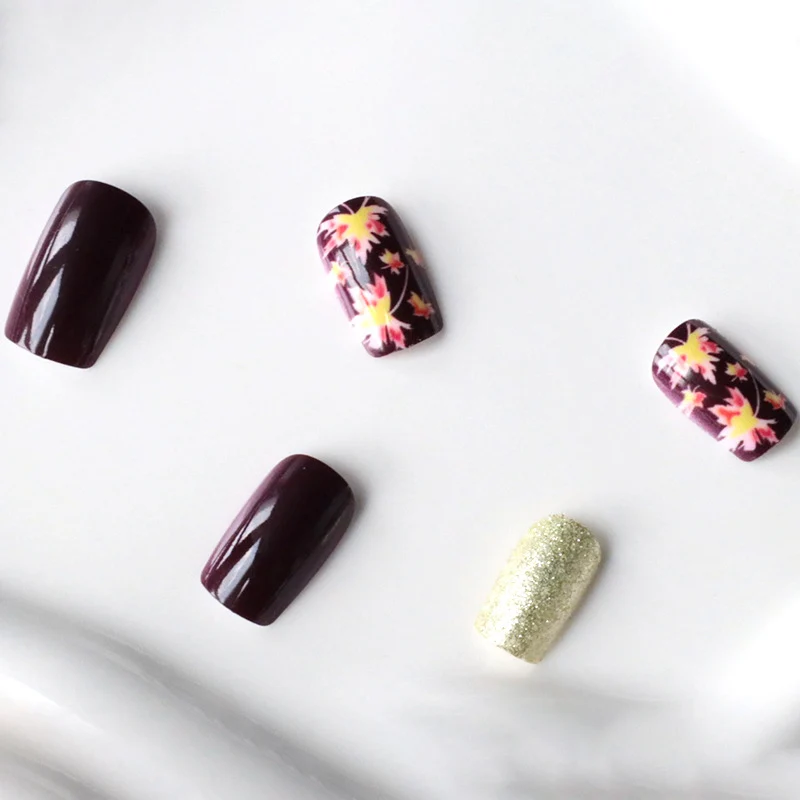 Decorative Fall-Themed Acrylic Nail Enhancements Stornfield