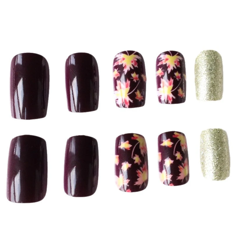 Decorative Fall-Themed Acrylic Nail Enhancements Stornfield